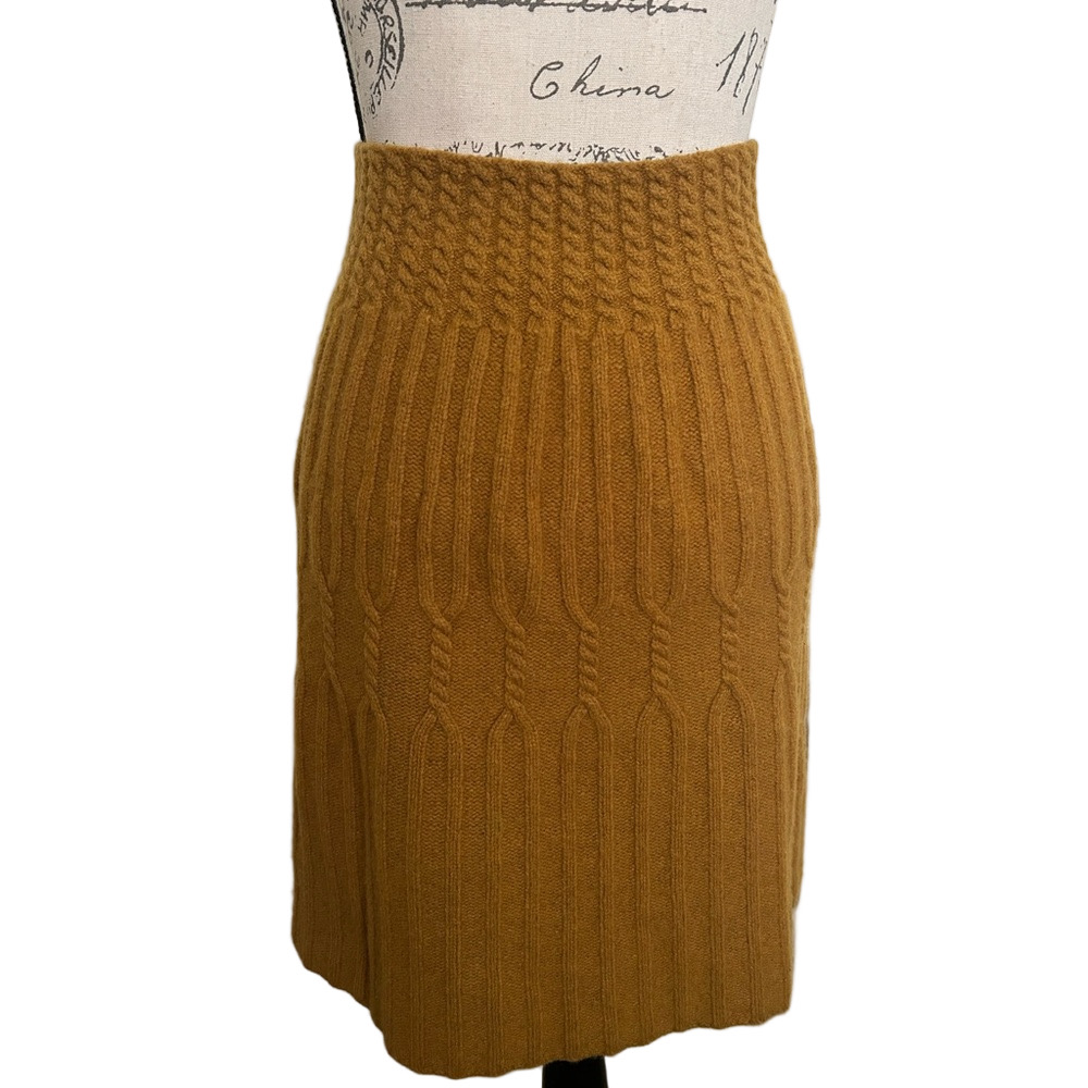 Anthropologie Cable Knit Mustard Skirt